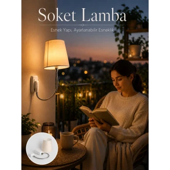Priz Lambası Esnek Kollu Yatak Başı Aydınlatma