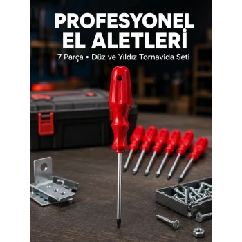 Profesyonel 7 Parça Tornavida Seti Ergonomik Saplı El Aleti