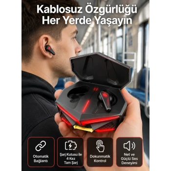 Profesyonel TWS Işıklı Kablosuz Bluetooth Kulaklık Oyuncu Kulaklığı