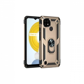 Realme C21 Kılıf Sofya Yüzüklü Silikon Kapak - Gold