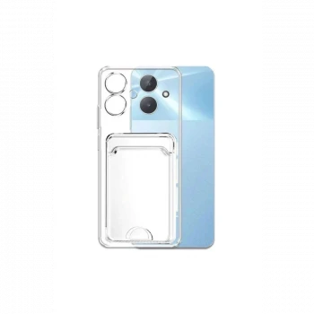 Realme Note 60 Kılıf Kart Şeffaf Silikon - Şeffaf