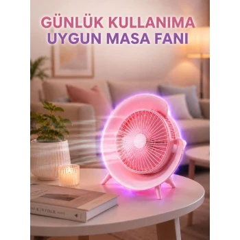 Renkli Ambiyans Işıklı Taşınabilir Masaüstü Vantilatör
