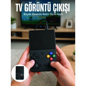 Retro Oyun Konsolu Çift Analog Joystick 64GB Hafızalı Taşınabilir El Konsolu