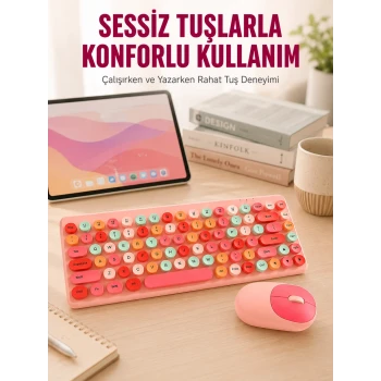 Retro Tarz Bluetooth 5.1 Klavye – Win/OSX/Android/iOS Uyumlu Yeni Nesil