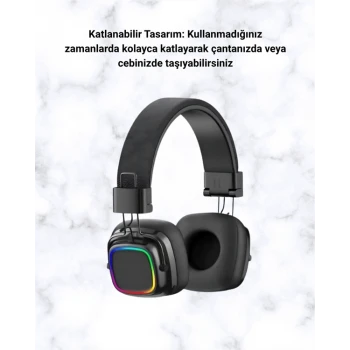 RGB Işıklı Katlanabilir Bluetooth 5.3 Kulak Üstü Kulaklık