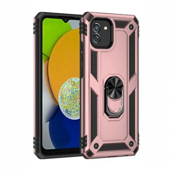 Samsung Galaxy A03 Kılıf Sofya Yüzüklü Silikon Kapak - Rose
