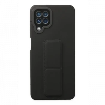 Samsung Galaxy A22 Kılıf Mega Standlı Silikon - Siyah