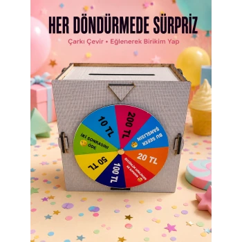 Şans Çarklı Tasarruf KutusuAhşap Para Biriktirme Oyunu