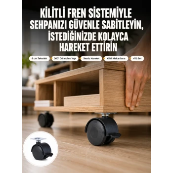 Sehpa ve Restoran Arabası İçin Kilitli Ayak 4’lü