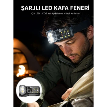 Sensörlü LED Kafa Feneri Şarj Edilebilir Manyetik Eller Serbest Yeni Nesil
