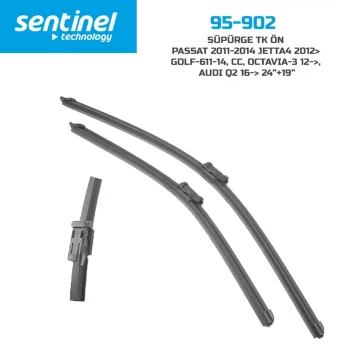 Sentinel Audi Q2 Jetta 4 Golf 6 Passat CC Octavia 3 Silecek 600-480mm