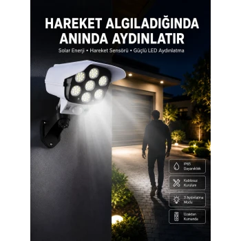 Solar Bahçe Lambası Uzaktan Kumandalı Kamera Görünümlü Hareket Sensörlü