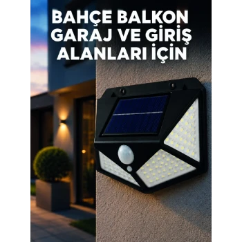 Solar LED Bahçe Aydınlatma Lambası 3 Işık Modlu Sensörlü Duvar Tipi Dış Mekan