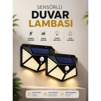 Solar Sensörlü Duvar Lambası Bahçe Lambaso Parlak Beyaz Işık Suya Dayanıklı