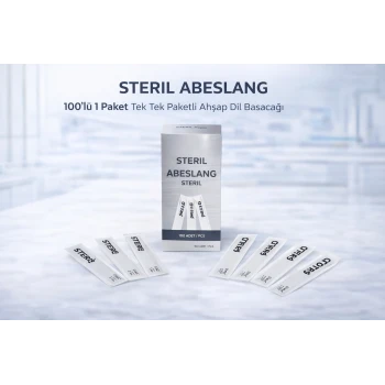 Steril Abeslang 100lü 1 Paket Tek Tek Paketli Ahşap Dil Basacağı Medikal Spatula
