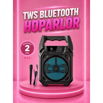 Taşınabilir 6.5” Bluetooth Hoparlör USB TF Kart Mikrofonlu Şarjlı Sistem