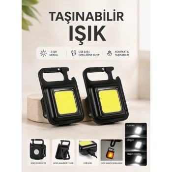 TAŞINABİLİR IŞIK 3 IŞIK MODLU USB ŞARJ ÖZEELİĞİNE SAHİP