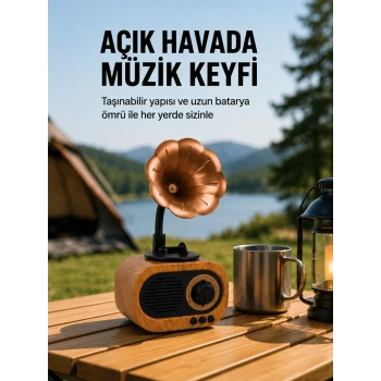 Taşınabilir Mini Retro Radyo Bluetooth Hoparlör USB SD AUX Destekli Yeni Nesil