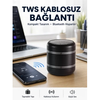 Taşınabilir Silindir Tasarım Bluetooth 5.0 Hoparlör Yüksek Bas Performanslı Yeni Nesil