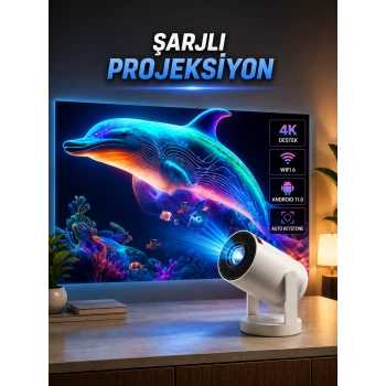 Taşınabilir Sinema Oyun Projektörü Akıllı Projeksiyon Android 11
