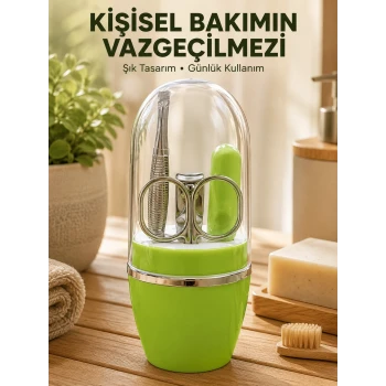 Taşınabilir Yeşil Manikür Seti Kapsüllü Kişisel Bakım Çantası