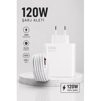 Turbo Hızlı Şarj Destekli 120W USB-C Şarj Seti