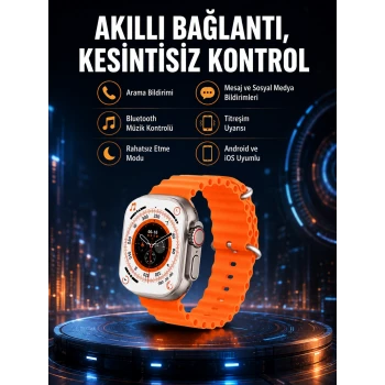 Ultra Akıllı Saat 49 Mm Çift Kordonlu Arama Cevaplama Bluetooth Bağlantılı