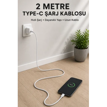 USB-A to Type-C 2 Metre Hızlı Şarj Kablosu