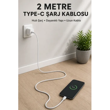 USB-A to Type-C 2 Metre Hızlı Şarj Kablosu