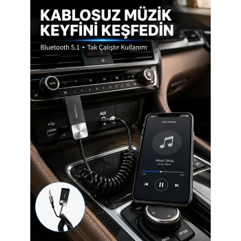 USB AUX Bluetooth Adaptörü Kablosuz Ses Aktarım Cihazı