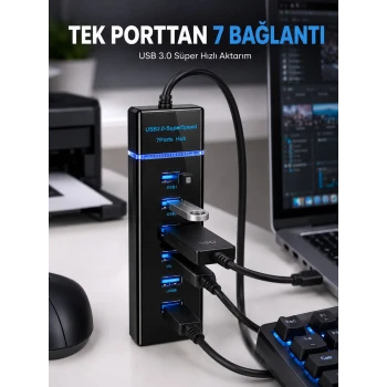 USB Hub 7 Port USB 3.0 Çoklayıcı Windows Uyumlu