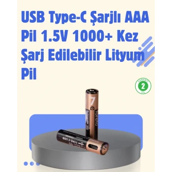 USB Type-C Şarjlı AAA Lityum Pil 1000+ Şarj Döngüsü ile Uzun Ömür