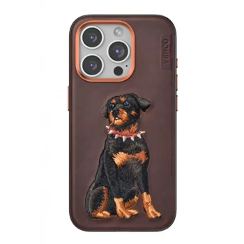 Venco Apple iPhone 15 Pro Perma Desenli Kapak - Koyu Kahve