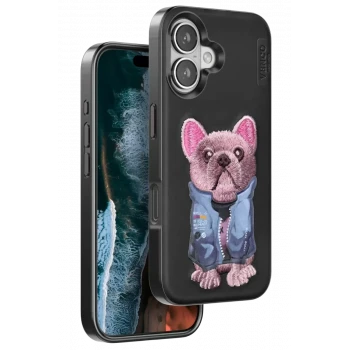 Venco Apple iPhone 16 Cute Desenli Kapak - Siyah