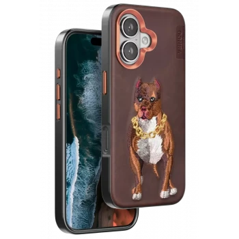 Venco Apple iPhone 16 Perma Desenli Kapak - Kahverengi