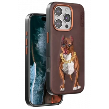 Venco Apple iPhone 16 Pro Perma Desenli Kapak - Kahverengi