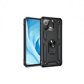 Xiaomi Mİ 11 Lite Kılıf Sofya Yüzüklü Silikon Kapak - Siyah