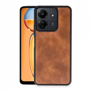 Xiaomi Redmi 13C Kılıf Aras Deri Kapak - Taba