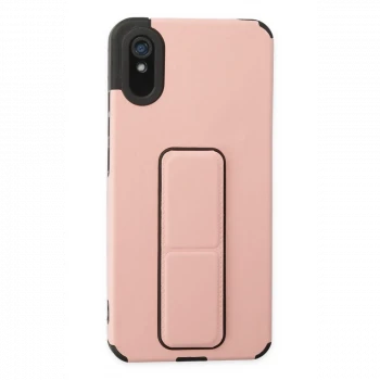 Xiaomi Redmi 9A Kılıf Mega Standlı Silikon - Pudra