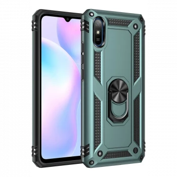 Xiaomi Redmi 9A Kılıf Sofya Yüzüklü Silikon Kapak - Yeşil