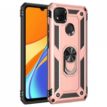Xiaomi Redmi 9C Kılıf Sofya Yüzüklü Silikon Kapak - Rose
