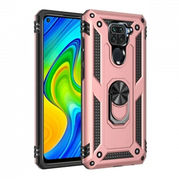 Xiaomi Redmi Note 9 Kılıf Sofya Yüzüklü Silikon Kapak - Rose
