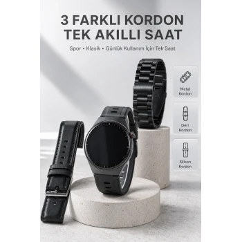 Yeni Nesil Akıllı Saat Bluetooth Görüşme, Sağlık Takibi, AMOLED Ekran ve 3 Kordon Seti