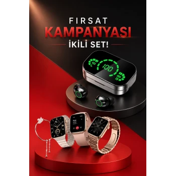 Yeni Nesil Kaliteli Akıllı Saat ve Kablosuz Bluetooth Kulaklık Yüksek Ses Kaliteli