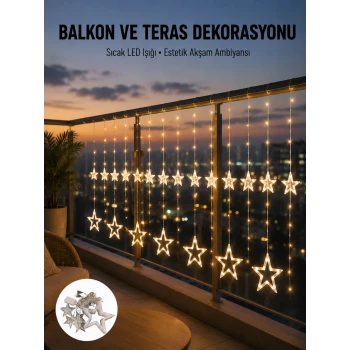 Yıldız Figürlü Perde Peri Led 3x3 Metre Dekoratif Işık Yeni Nesil