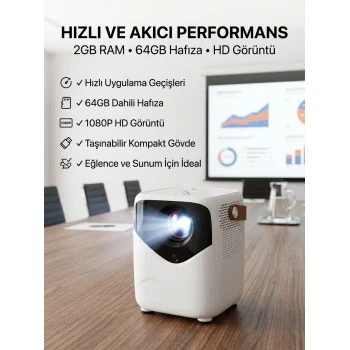Yüksek HD Görünümlü Taşınabilir Projeksiyon Cihazı