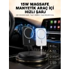 15W Kablosuz Şarj Destekli MagSafe Araç Tutucu Havalandırma Klipsli