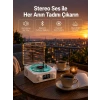 3-1 Kablosuz Bluetooth Hoparlör – Gece Lambalı, Saatli, Retro Tasarım