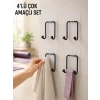 4lü Duvar Tipi Yapışkanlı Askı Pratik Ev ve Banyo Askılık Seti