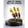 65W 4ü 1 Arada Çoklu Şarj Kablosu – USB-C, USB-A, Lightning, Veri ve Şarj Desteği Yeni Nesil
